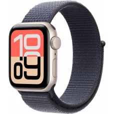 Apple Watch SE 3 GPS, 40mm Starlight Aluminum Case with Anchor Blue Sport Loop